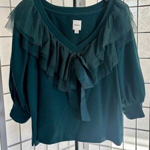 Maeve Deep Teal Ruffle Blouse